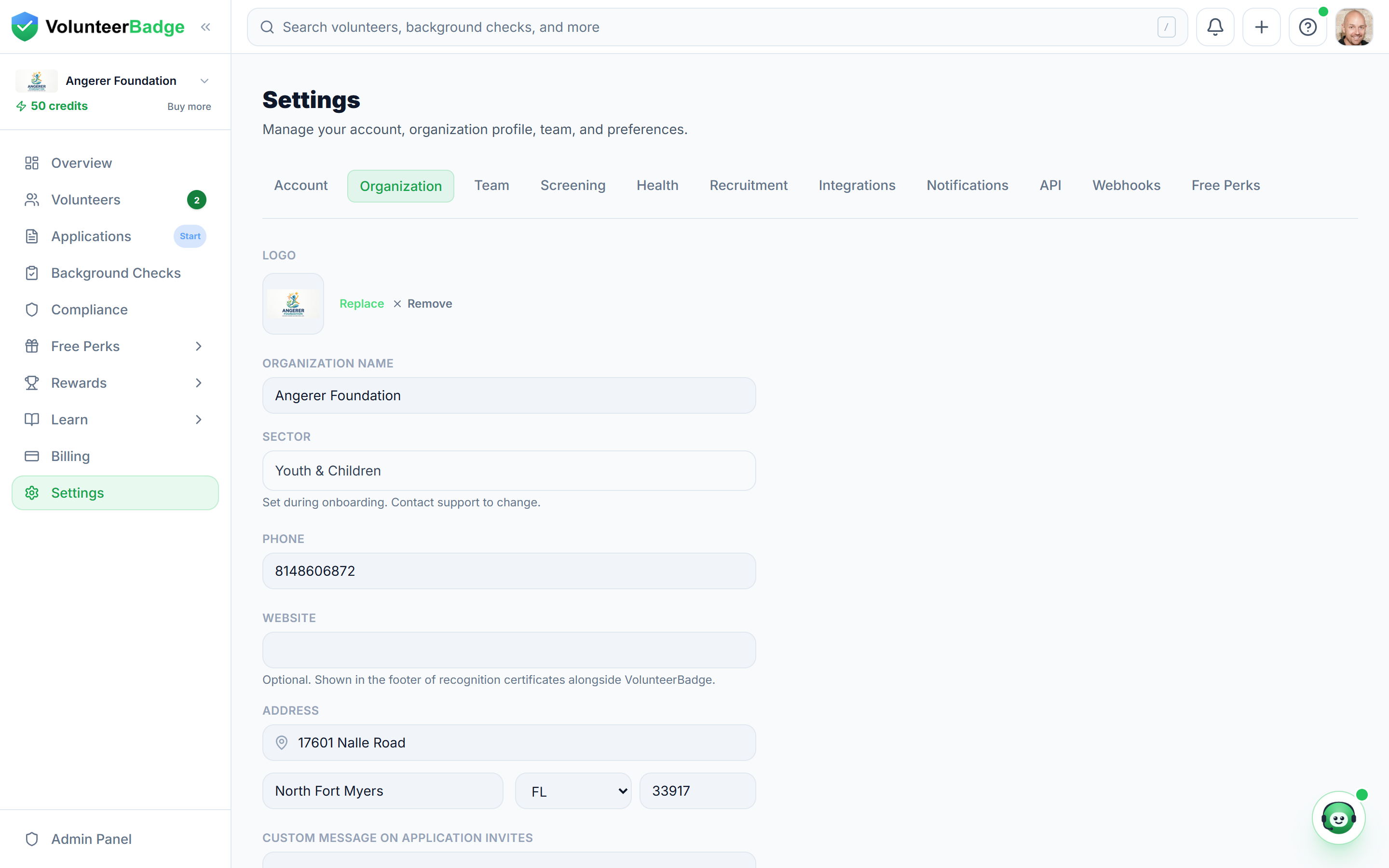 Set up your organization profile